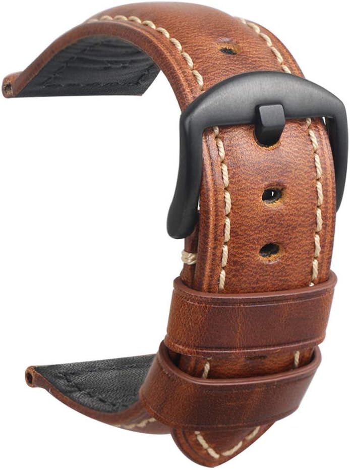 HVDHYYWatch Strap 20 mm 22 mm 24 mm Men's Replacement Watch Strap Leather Men's Watch Strap Watch Accessories Brown Leather Strap