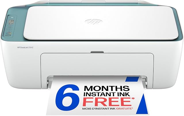 HP Desket 2942 Bristol Blue Wireless All-in-One Color Inkjet Printer, Scanner, Copier, Best-for-Home, 3 Month Instant Ink Trial Included- AI Enabled (A24HFA)