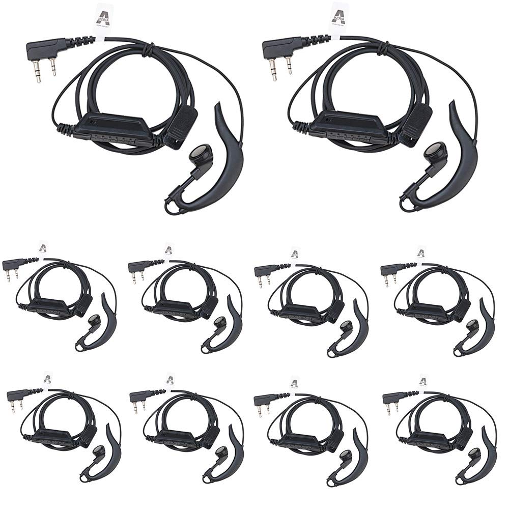 Earpiece for Baofeng Radio BF-888S UV-5R BF-F8HP,2 Pin Walkie Talkie Headset with MIC&PTT for Retevis H-777 RT21 RT22 Talkabout Kenwood Two Way Radio 【10 Pack】