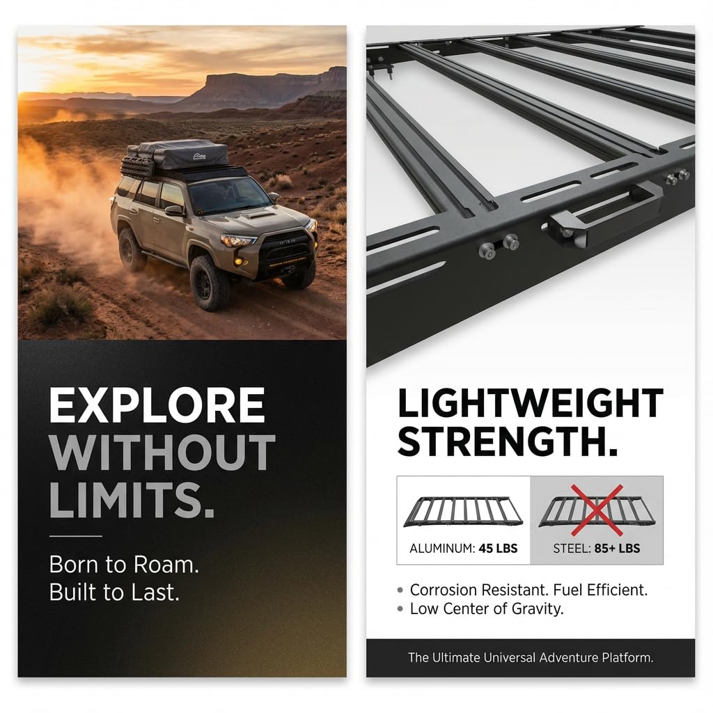 Heavy-Duty Aluminum Roof Rack for Sequoia 2008-2022 Factory Mount Compatible product thumbnail 6