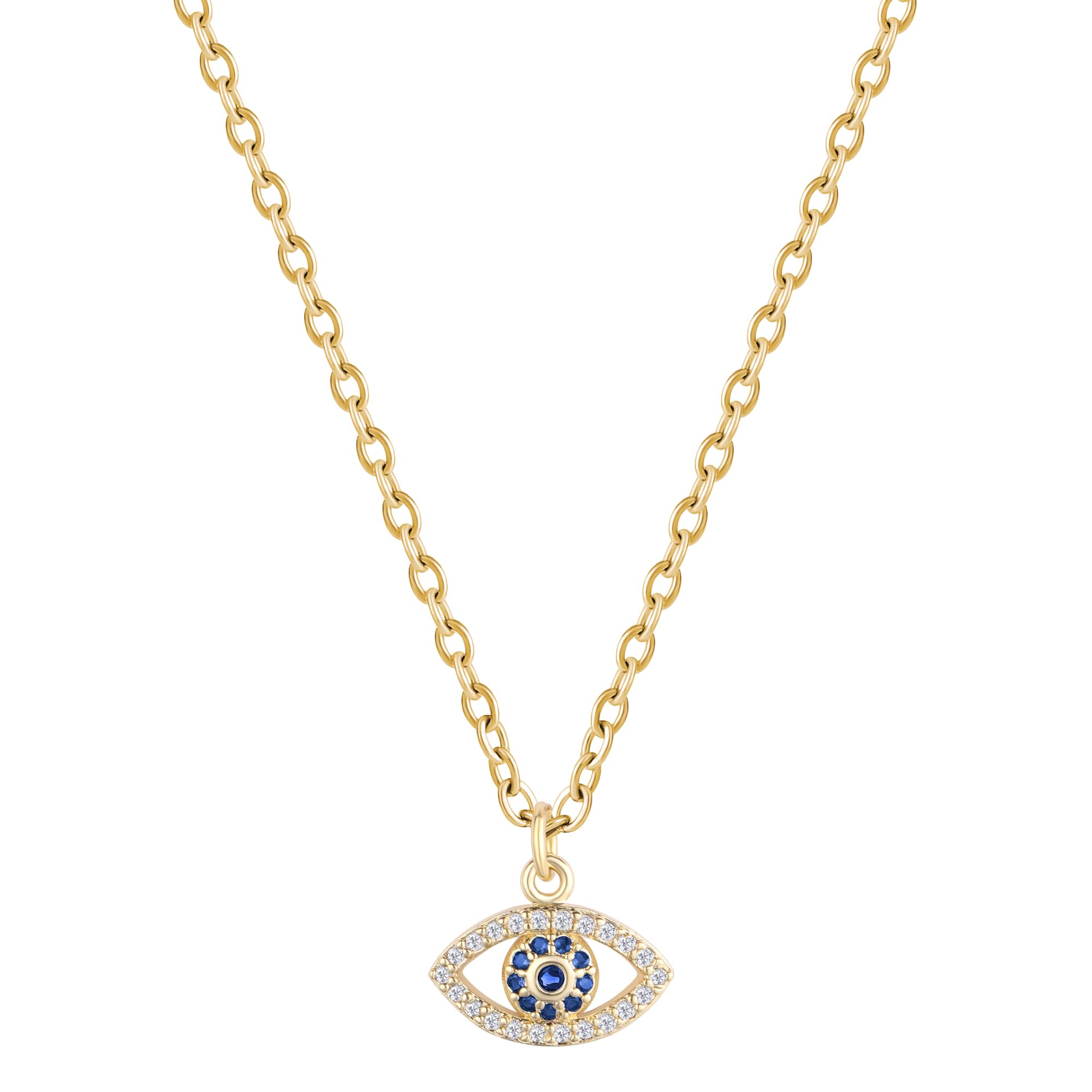 CORIXTAL Evil Eye Necklace For Women,Gold/Silver Evil Eye Pendant Necklace Trendy CZ Diamond Evil Eye Necklace Fashion Jewelry Gift