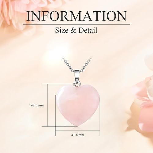 Miniatura 7 de VIJASHOP Collar de corazón para mujer, dije de piedra preciosa de corazón, cristal curativo, colgante de energía, joyería de corazón, collar de