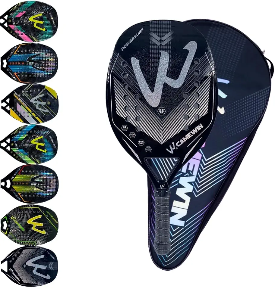 Raquete Beach Tennis Carbono 3K Profissional Com Capa Protetora Leve e Equilibrada