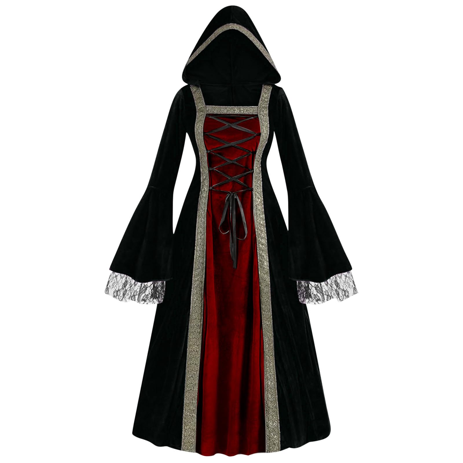 Women's Renaissance Costume Hooded Robe - Gothic Lace Up Halloween Party Dress Gothic Christmas Outfits Women's Renaissance Costume Hooded Robe - Gothic Lace Up Halloween Party Dress Gothic Christmas Outfits