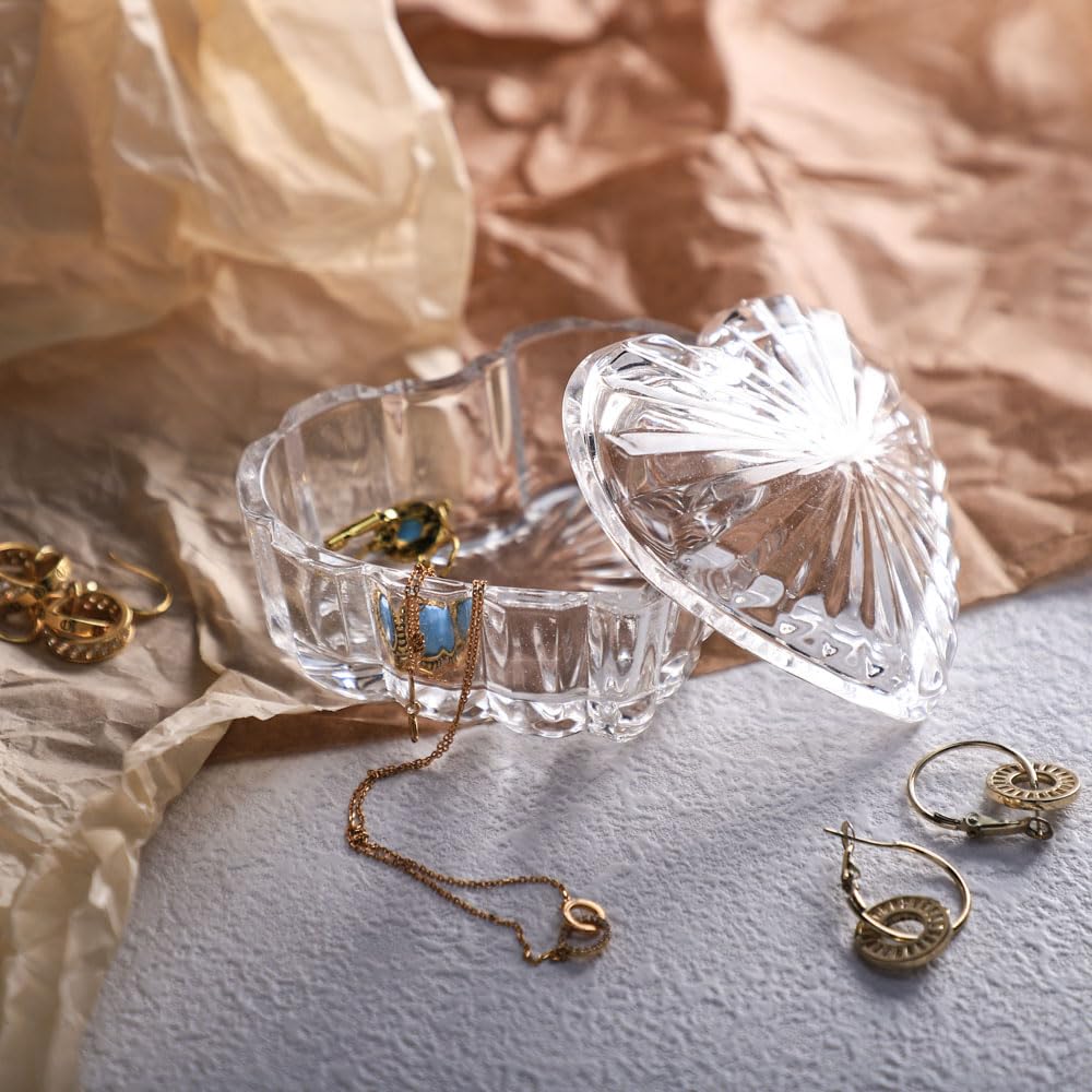 Amazon.com: RockTrend Heart-Shaped Glass Storage Box Embossed