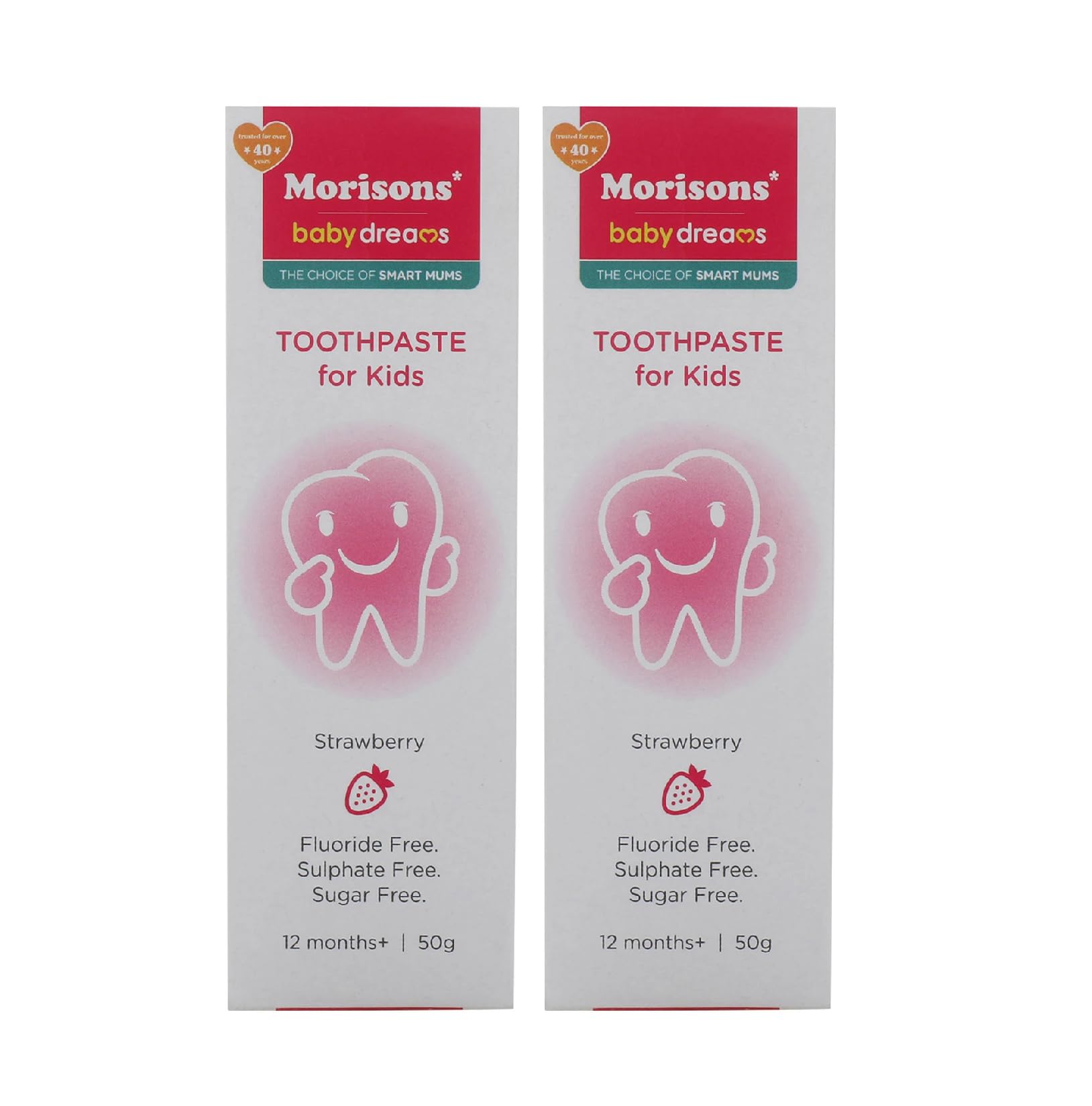 Morisons Baby Dreams Kids Toothpaste 50g (Pack of 2) | Fluoride Free | Sugar Feee | Sulphate Free |Your Baby's First Toothpaste | Strawberry Flavour |-picture-15