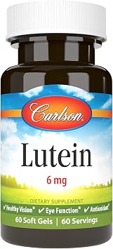 Carlson - Lutein, 6 mg, Healthy Vision & Eye Function, Antioxidant, 60 Softgels