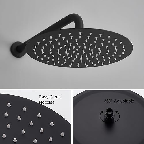 Miniatura 10 de Sistema de ducha de 12 pulgadas con cabezal de ducha de lluvia de alta presión, cabezal de ducha de mano, kit de ajuste de boquilla de grifo de