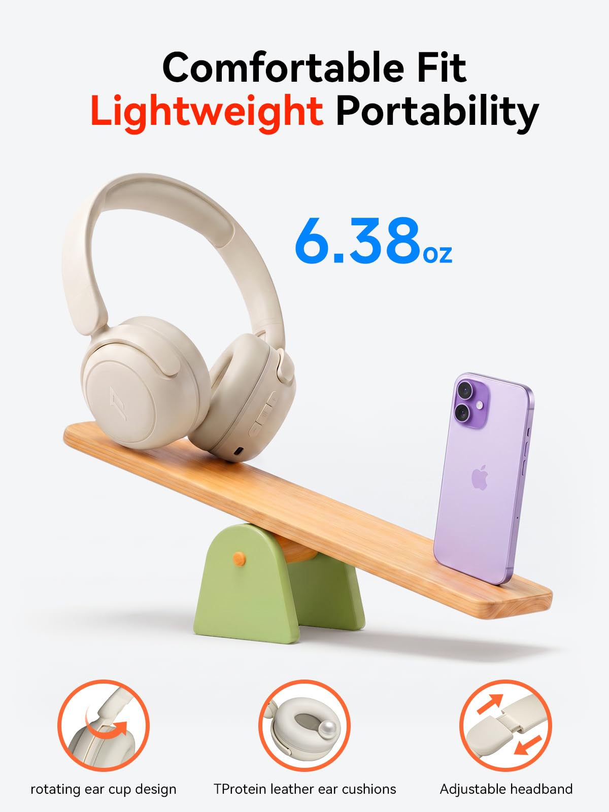 1MORE HQ20 Bluetooth Kopfhörer Kinder, Leicht-Kopfhörer Kabellos mit 75/85/90dB Lautstärkegrenze, 65 Std. Spielzeit, Bluetooth 5.3, HD-Mikrofon, Over Ear Kinderkopfhörer für Schule/Tablet/PC (Weiß)