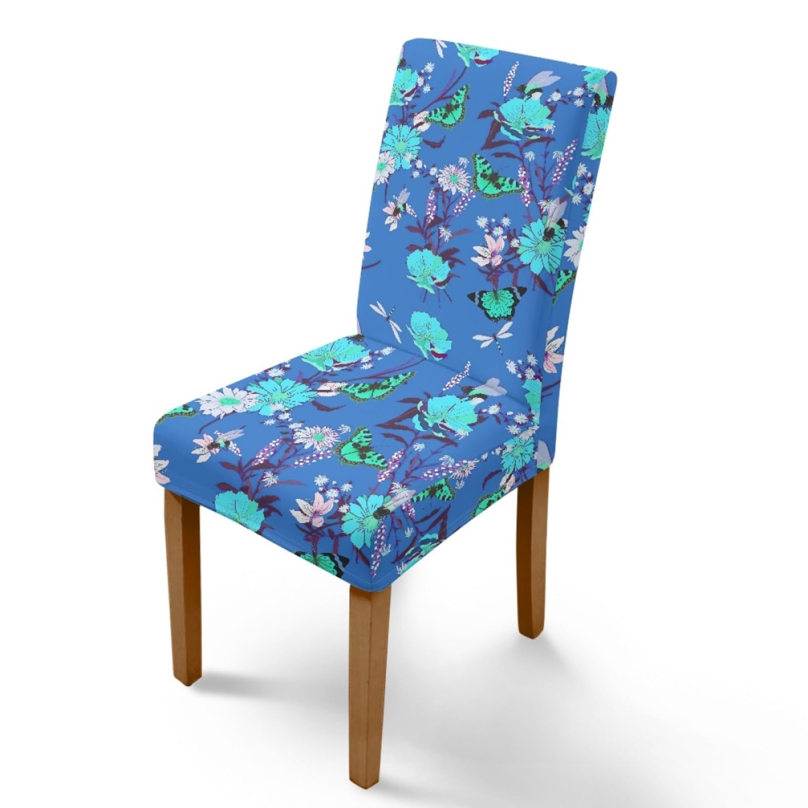 Chair Covers Blue Insect Print Dining Chair Covers for Dining Chairs 6 Stretch Spandex Washable Reusable Universal Dining Chair Cover Slipcovers Removable Protector for Kitchen, Party, Home Decor
