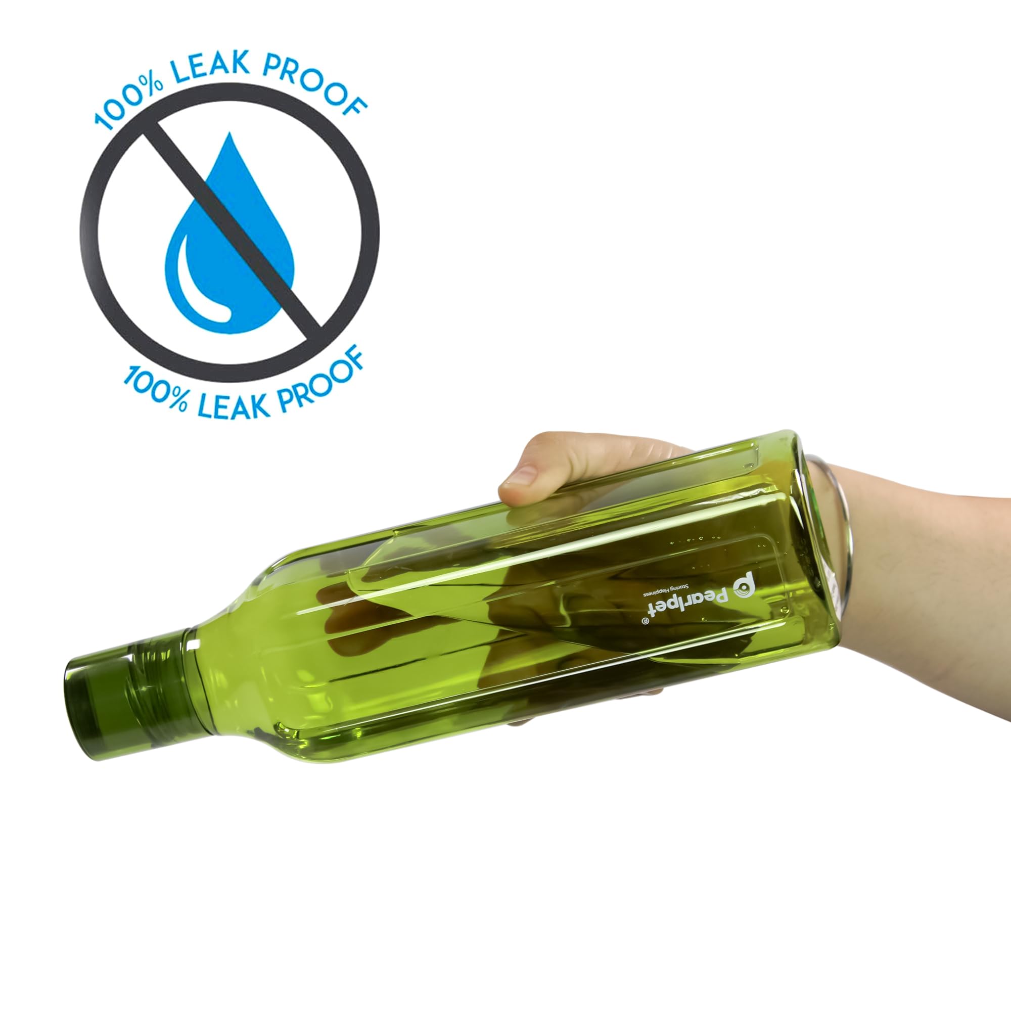 PEARLPET Kubische Wasserflasche für Zuhause, auslaufsichere Flaschen für den Kühlschrank, BPA-frei, lebensmittelecht, Kunststoff, 6 Stück, je 1000 ml, Grün