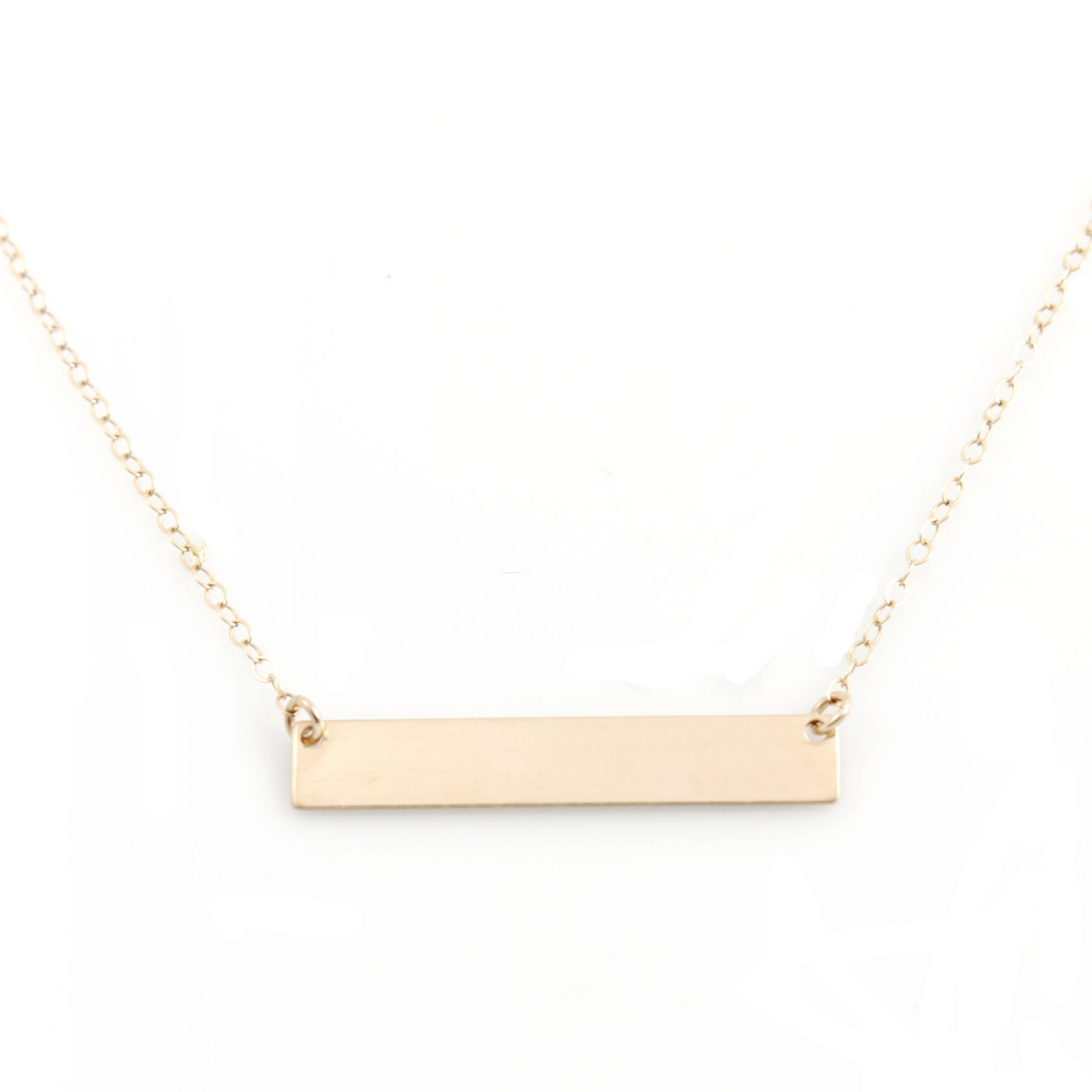 Bar Necklace with Engravable Pendant, 14k Gold Filled, 18"