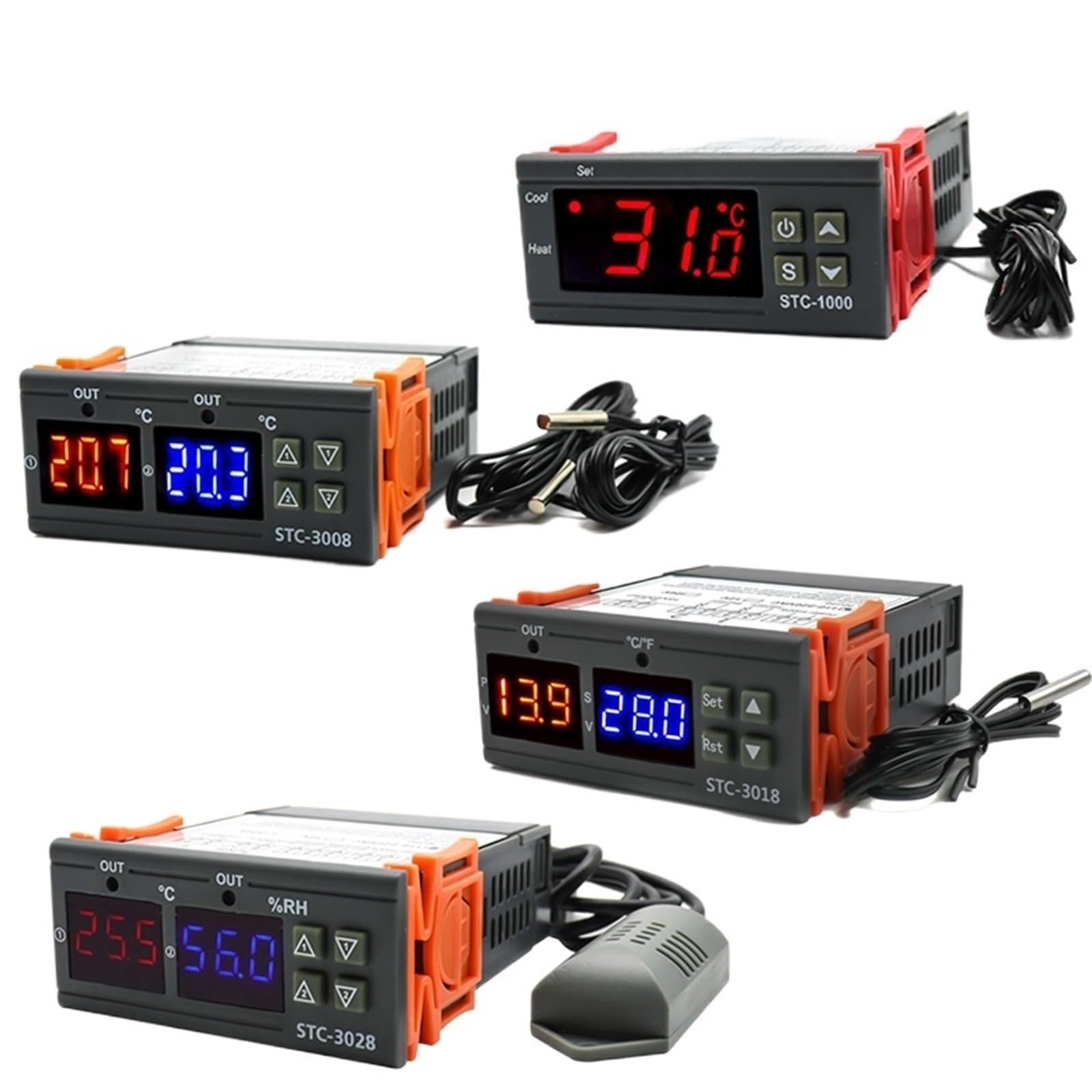 STC-1000 STC-3008 STC-3018 STC-3028 LED Digitaler Temperaturregler Thermostat Temperaturregler Inkubator 12V 24V 110V 220V (Size : STC-3008 DC 12V)