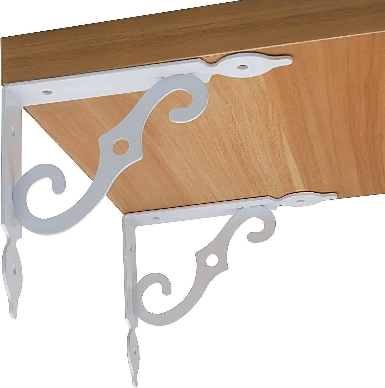 Acrux7 5.5 x 4.3 inch Decorative Shelf Brackets - 12 Pack Heavy Duty White Metal L Brackets with Screws