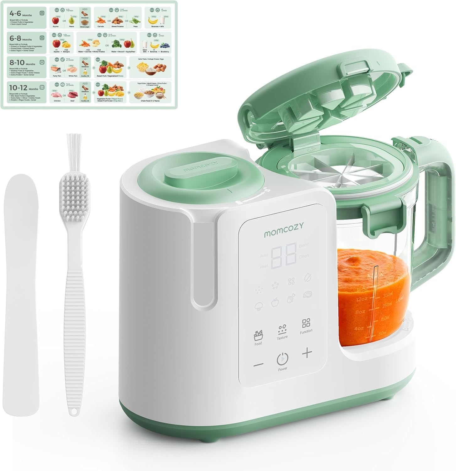 Momcozy AutoMeal Baby Food Maker – One-Step Auto Steam & Blend Food Processor, 450ml Large Cup & 6-Blade Design, Self-Cleaning, Auto 3-Stage Texture Settings for Effortless Homemade Baby Puree — image 1