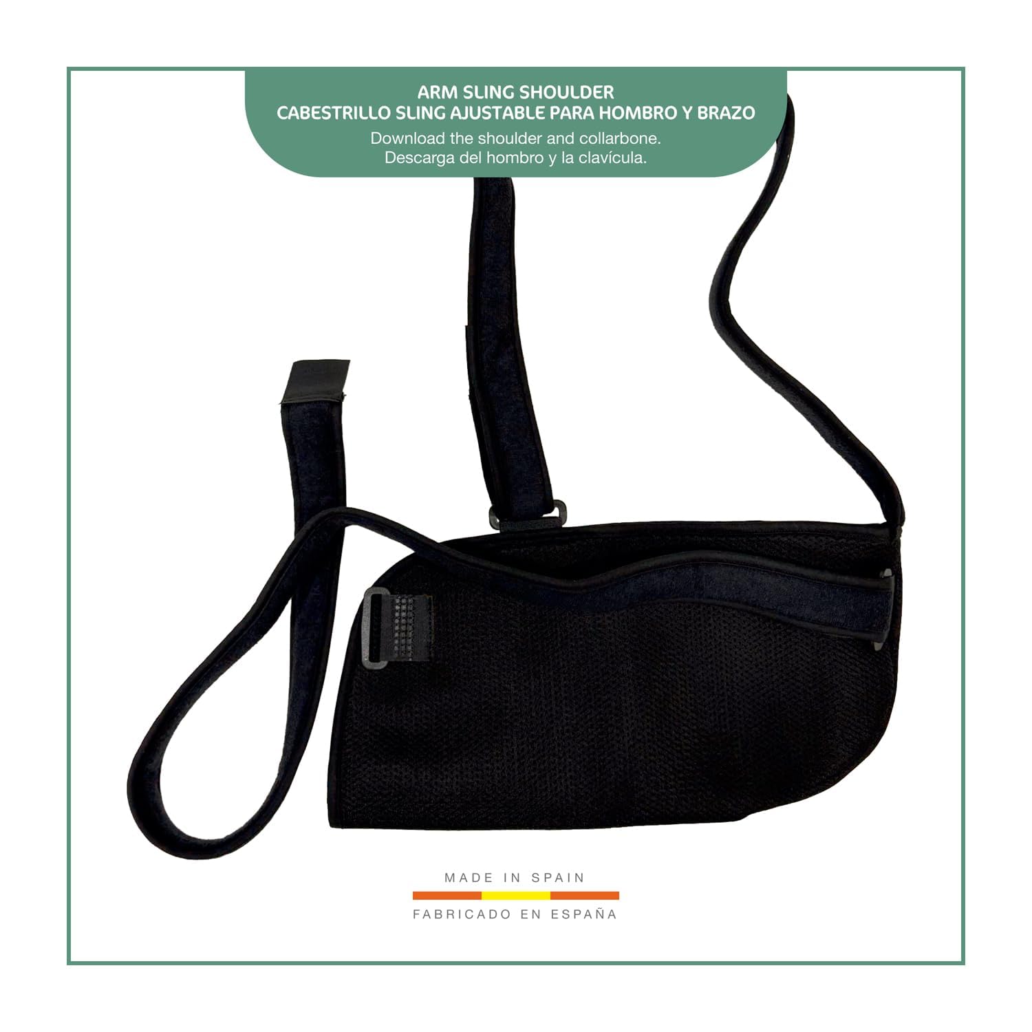 Écharpe pour Bras et Épaule avec Sangle AntiRotation - Sling Ajustable - Immobilisateur Bilatéral Taille Universelle – Couleur Noire (Medium)