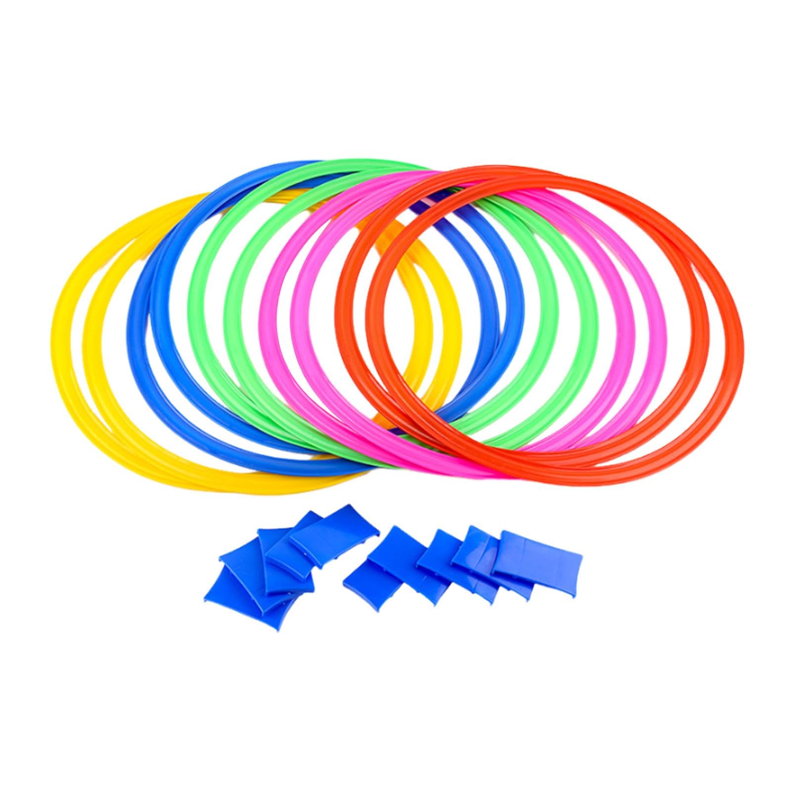 Anillos de rayuela para niños, Juego de Anillos de rayuela - Anillos de Agilidad | de obstáculos con puf, Cuadrados de 15 Pulgadas con Conectores para niños, Interior y Exterior