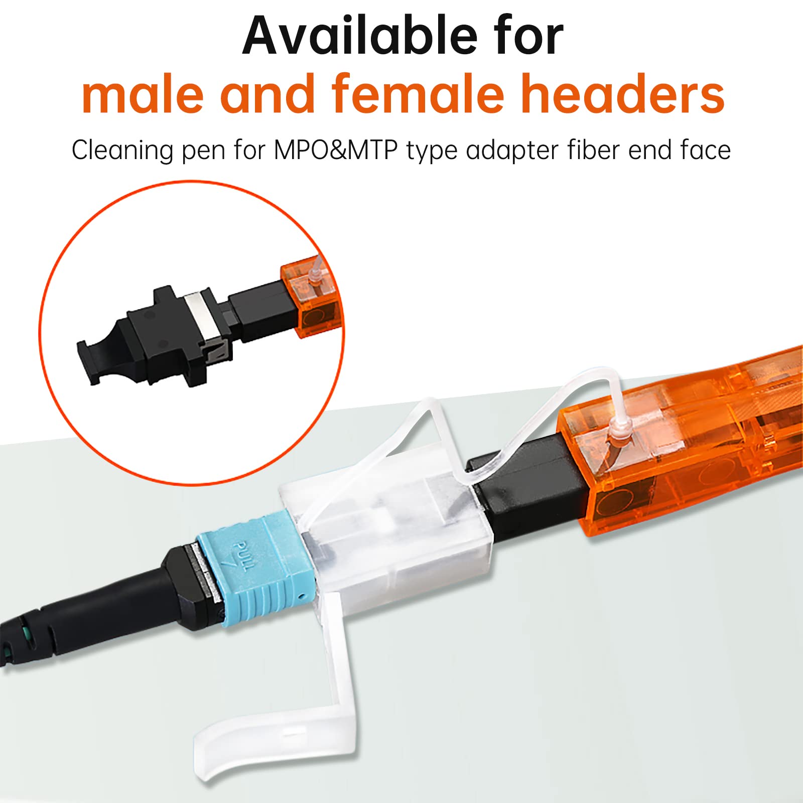 Paquete de 5 limpiadores de fibra óptica para conector MTP/MPO – Limpiador de conectores ópticos más de 600 limpia la cara final de fibra limpia y limpia el conector óptico (naranja)