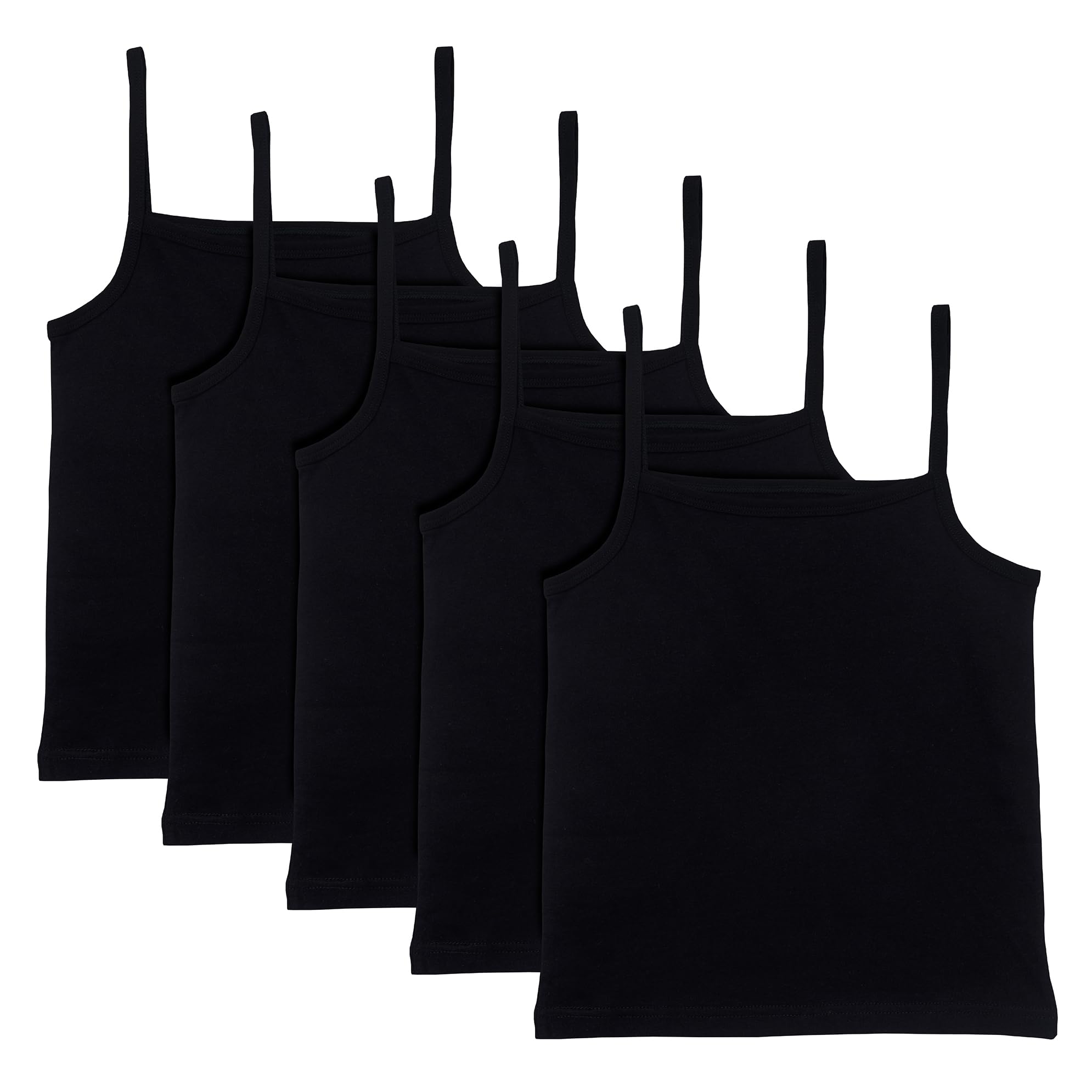 The Essentials Wardrobe Girls TEW 5 Pack Cami Vests - 4/5 YRS - Black
