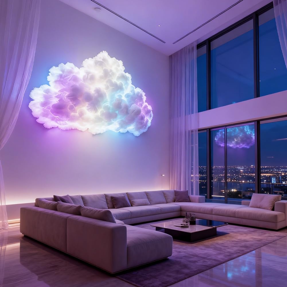 CEWROM DIY USB-Powered Thundercloud LED Light Decor, LED-Wolkenlicht Mehrfarbige Dynamische Beleuchtung mit 3D-Wolkeneffekt, Umgebungsraumdekoration für Zimmer Schlafzimmer Spielzimmer Party