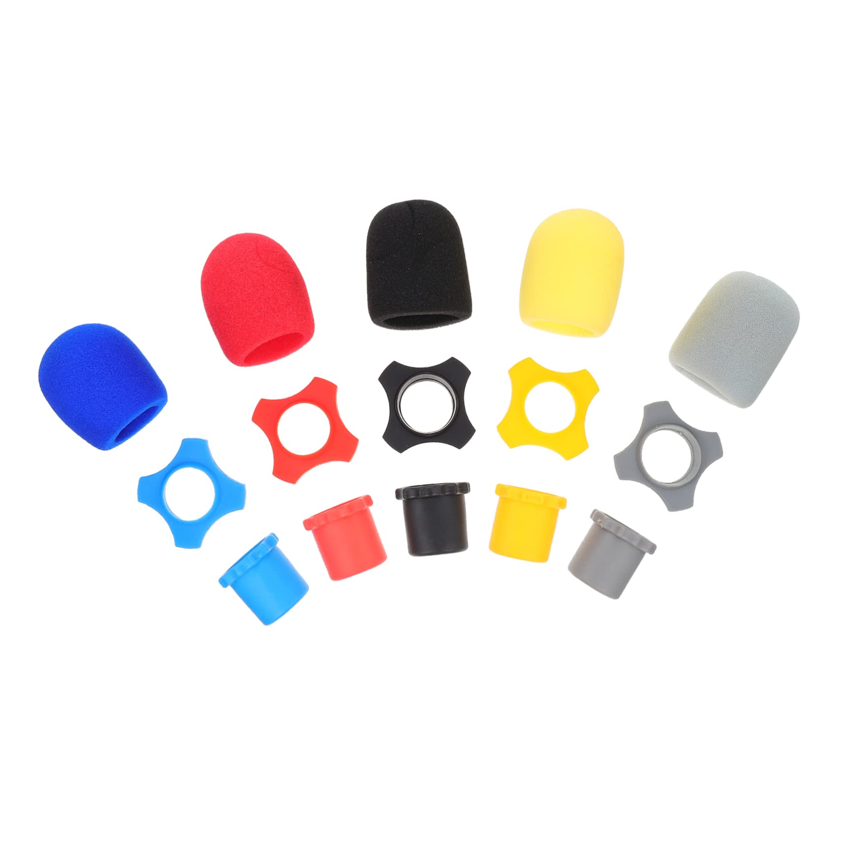 VANZACK 5 sets Microphone Sleeves Rolling Rings Bottom Covers for Mic Protection Wind Compatible with Various Microphone Types Multi Color Options
