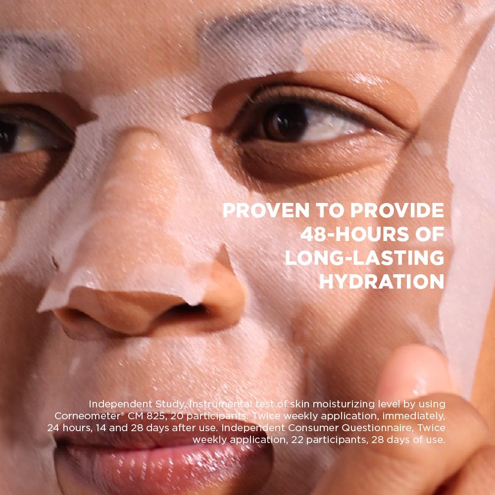 Skin Republic Maska z kwasem hialuronowym i kolagenem, nawilżająca maska na twarz z kwasem hialuronowym i kolagenem, biodegradowalna, 10 sztuk w opakowaniu (10 sztuk)