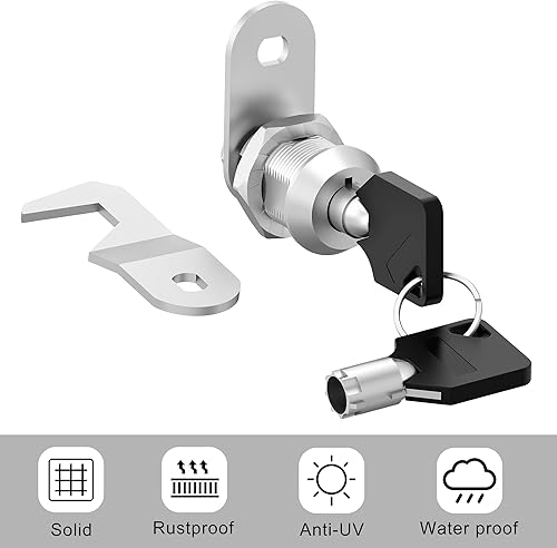 Miniatura 9 de 1 paquete de cerradura de repuesto de caja de herramientas de 1-18 pulgadas, cerraduras tubulares de leva con llave similar, cerradura de