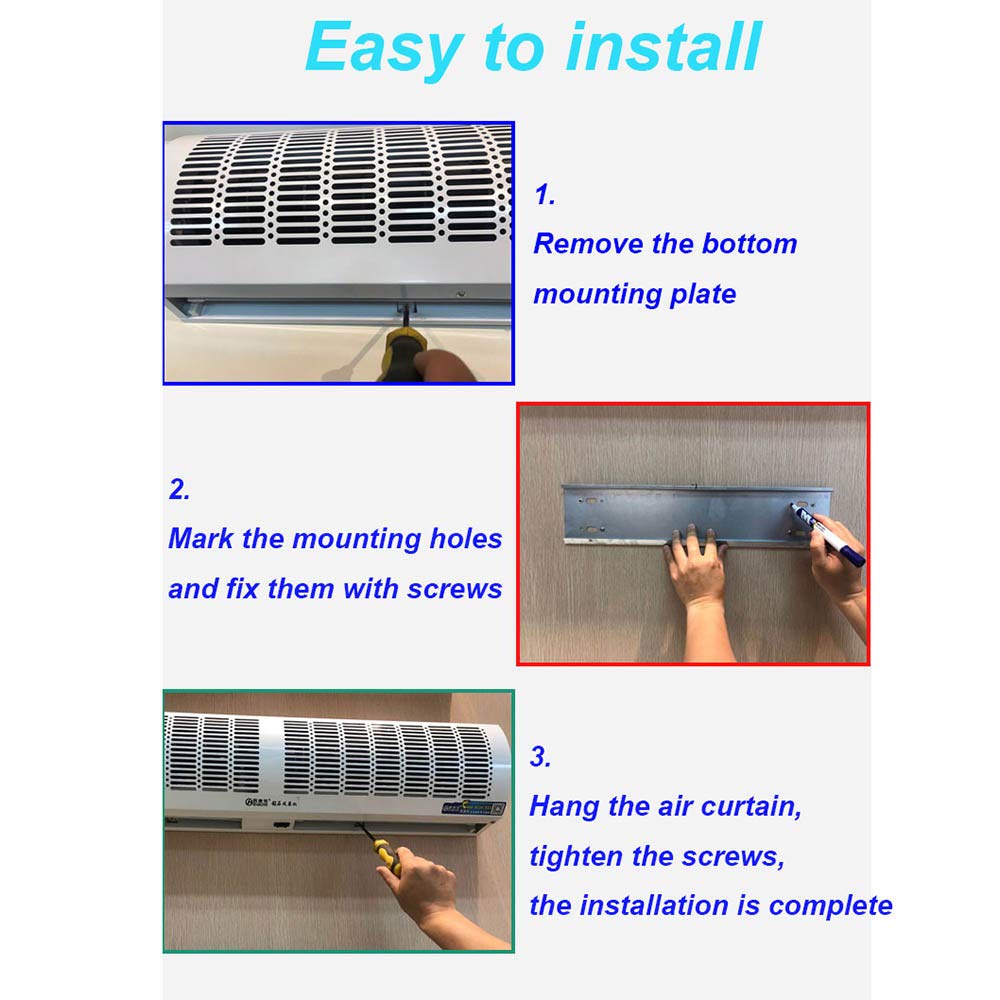 Barriera d'aria da interno commerciale da 60 cm a 150 cm per porta, finestra, sull'ingresso,Barriera aria ventilatore sopra la porta, potente vento naturale