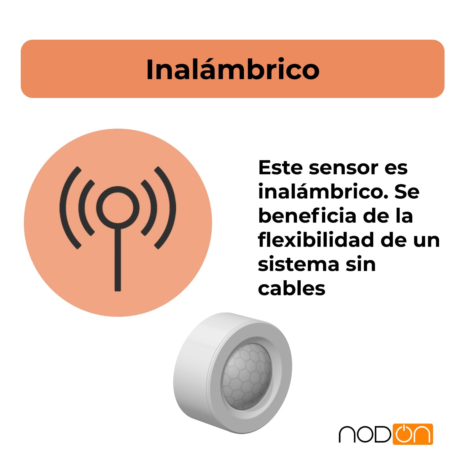 NodOn - EnOcean - Sensor de Movimiento inalámbrico, múltiples Opciones de Montaje, Alta sensibilidad, Pila de Muy Larga duración, fácil de Instalar, Compatible con Jeedom, eedomus y MyUbiwizz