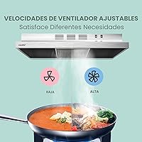 Vista 4 de Comfee CVU30W2AST Campana extractora de 30 pulgadas con conducto/sin conducto, campana de ventilación duradera de acero inoxidable para debajo