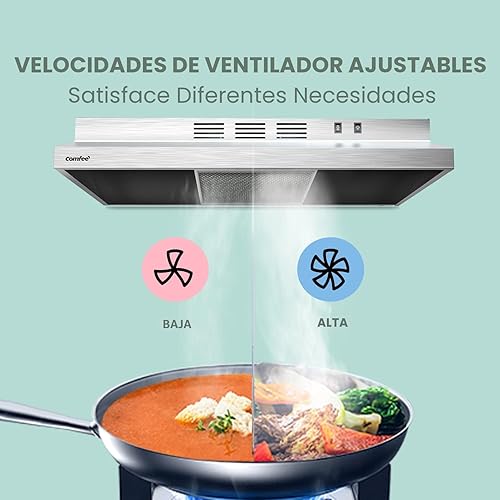 Miniatura 4 de Comfee CVU30W2AST Campana extractora de 30 pulgadas con conducto/sin conducto, campana de ventilación duradera de acero inoxidable para debajo