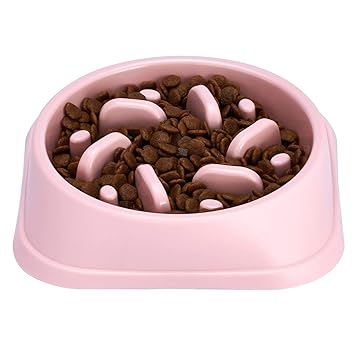 Cature Dog Slow Feeder Pet Bowl Eco-Friendly Non-Toxic Anti-Choking Healthy Design Bowl for Dogs (Pink)