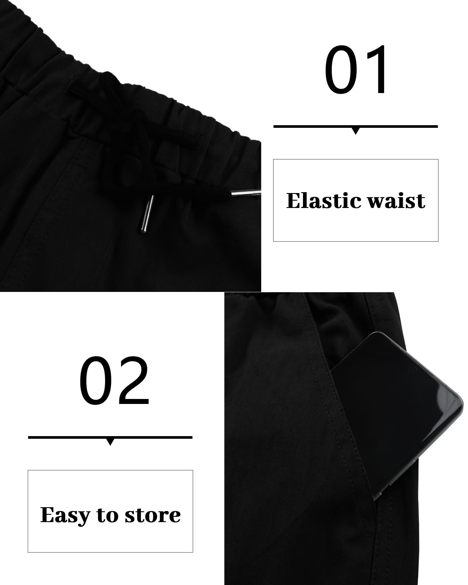 NANAMEEI Pantalon Cargo Homme en Coton Sport de Jogging Slim Fit Casual de Travail Taille Elastique avec 6 Poches