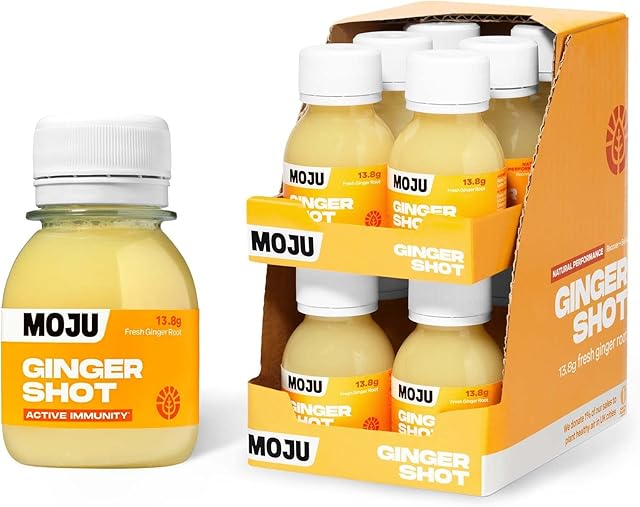 MOJU Ginger Shots - 12x60ml, Immune Support, Natural Ingredients, No Added Sugars or Sweeteners, Vegan