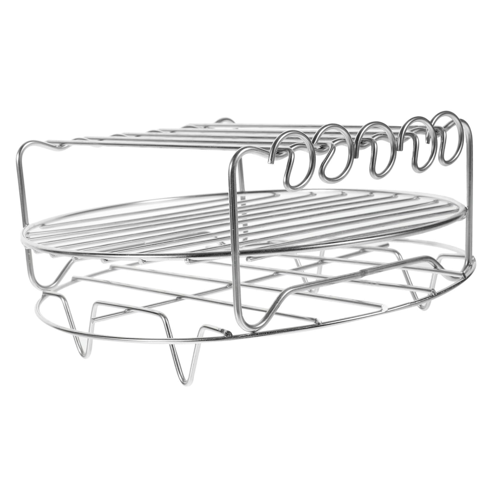 MAGICLULU 1 Set Double Layer Barbecue Grill Airfryer Food Cooling Rack Frying Rack Pot Holder Air Fryer Grilled Rack Air Fryer Stacking Rack Steaming Rack Toast Rack Silver Stainless Steel