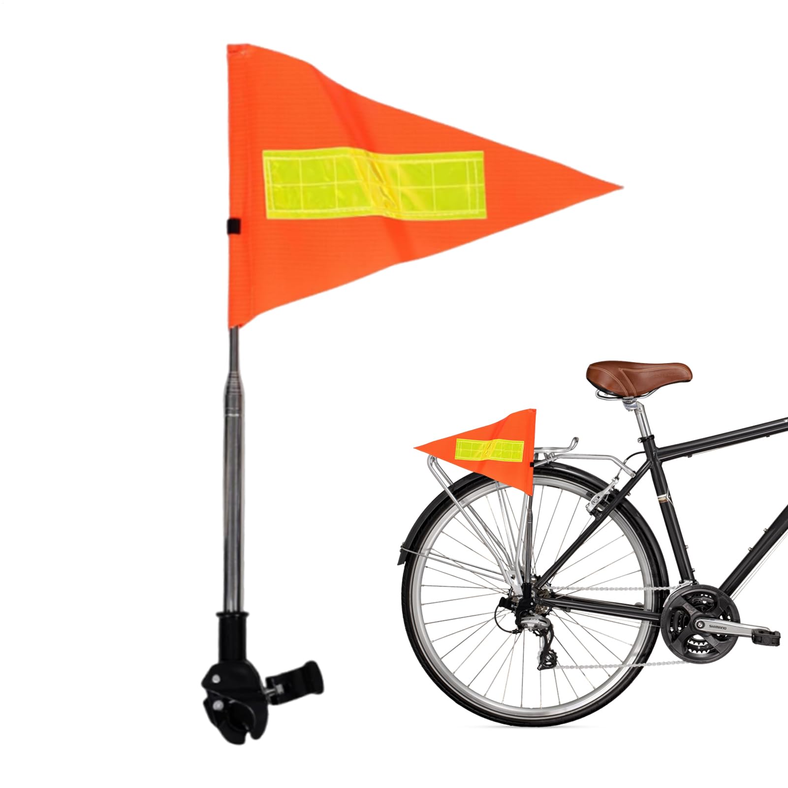 Bike Flags With Pole For Safety, Safety Flags For Bikes, Triangular Cycle Safe Flag, Tear Resistant Waterproof Pennant Retractable Cart Accessories