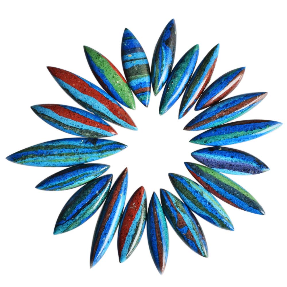 ABC Jewelry Mart Amazing Quality Rainbow Calsilica 20 Pieces Lot Cabochon, Marquise Shape, Jewellery