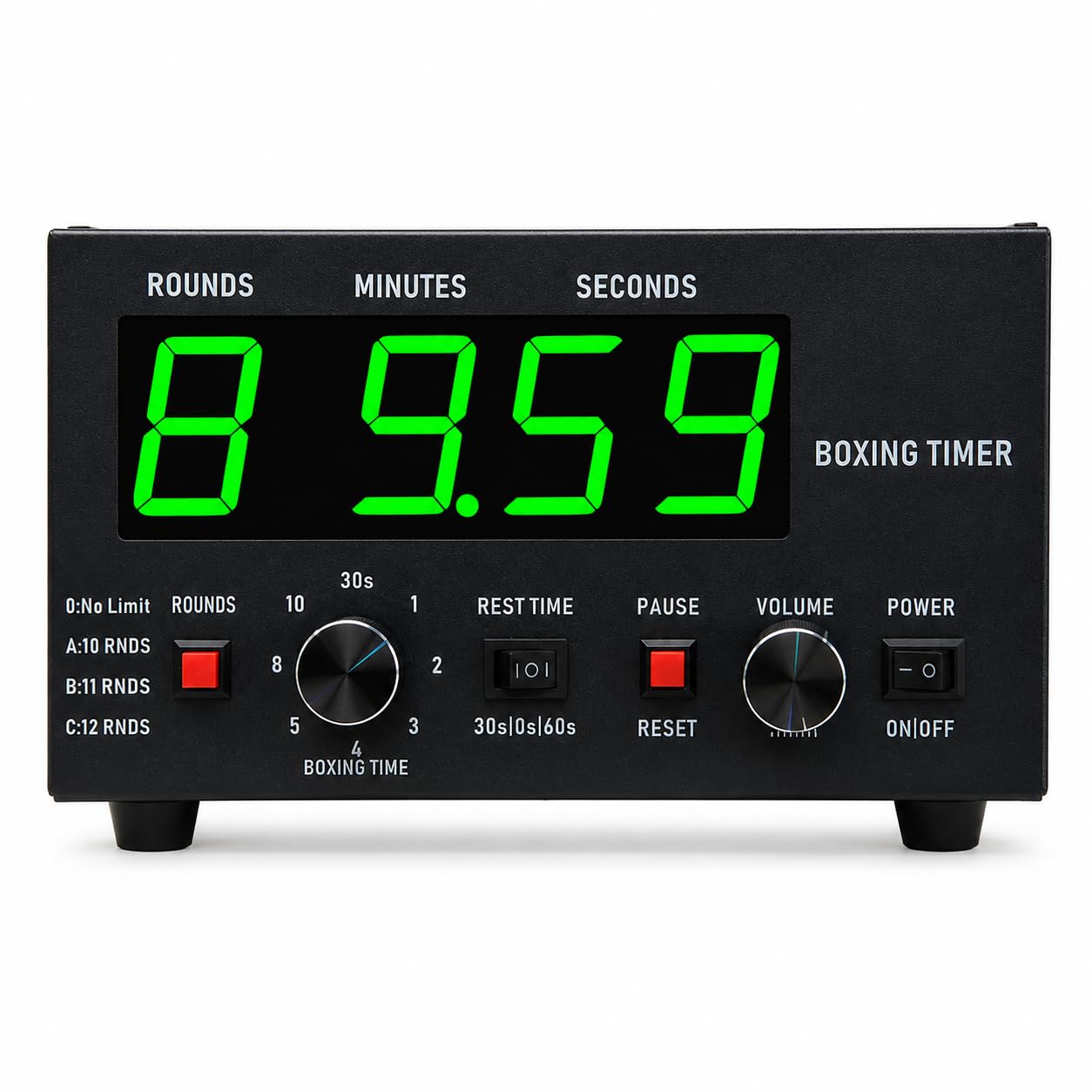 Classic Boxing Interval Timer, Display LED, Suono Regolabile & Cronometro