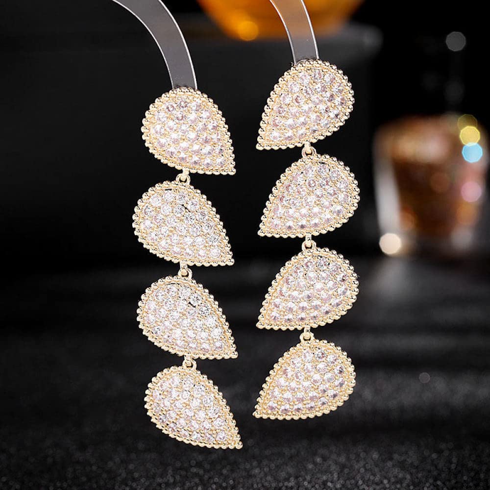 Ohrringe Mädchen, Übertriebene Lange Tropfenform Eingelegter Weißer Zirkonia Luxus Hypoallergen Baumelnde Baumelnde Ohrstecker Exquisiter Schmuck Für Frauen Herren Mädchen Heiraten Beste Freun