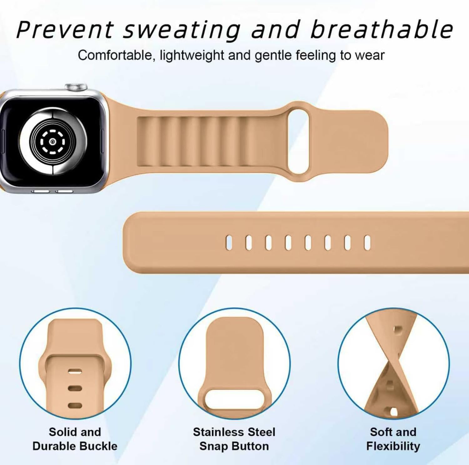 8 Pack Sport Bands Compatible with Apple Watch Bands 40mm 38mm 41mm 42mm 44mm 45mm 49mm 46mm for Women Men,Silicone Waterproof Strap for iWatch Apple Watch Series11 10 9 Ultra 8 7 6 5 4 3 2 1 SE - Image 2