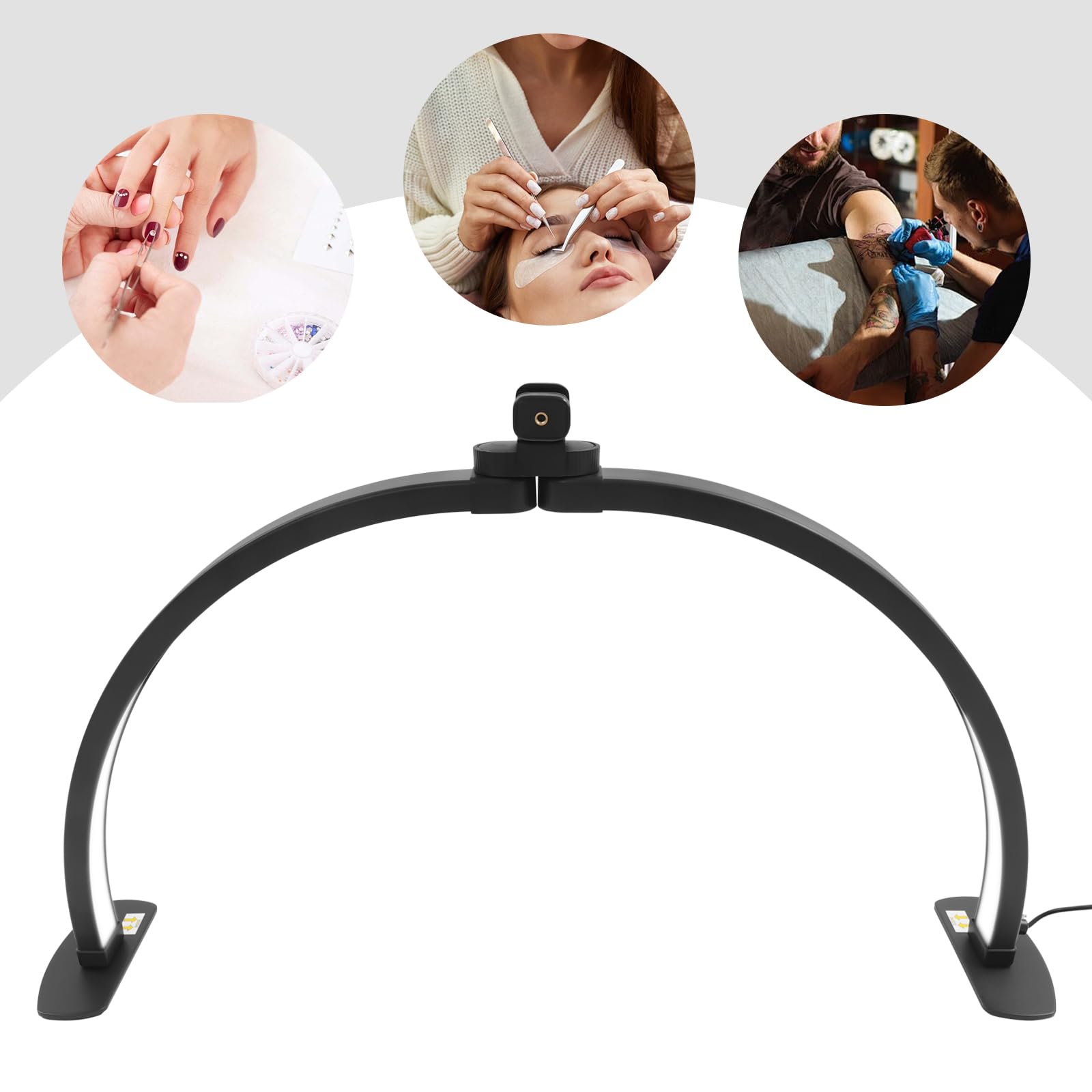 Lampada da scrivania a LED, lampada a mezza luna LED, lampada per unghie LED regolabile, 3 modalità 10 livelli 3000-6500 K, senza ombre, supporto telefonico 73,8 cm, pieghevole, ufficio
