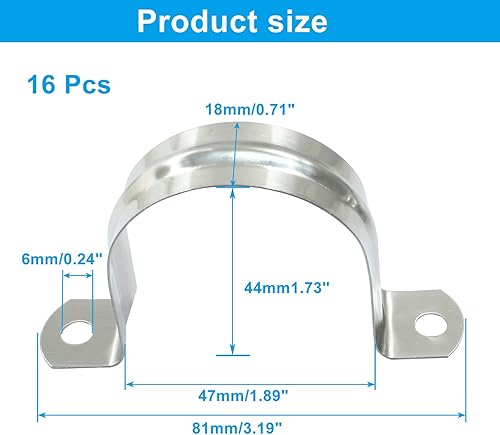 Miniatura 2 de Litoexpe 16 correas de tubo rígido de 1-34 pulgadas, abrazaderas de conducto de acero inoxidable M45 2 agujeros para cable U abrazadera de tubo para