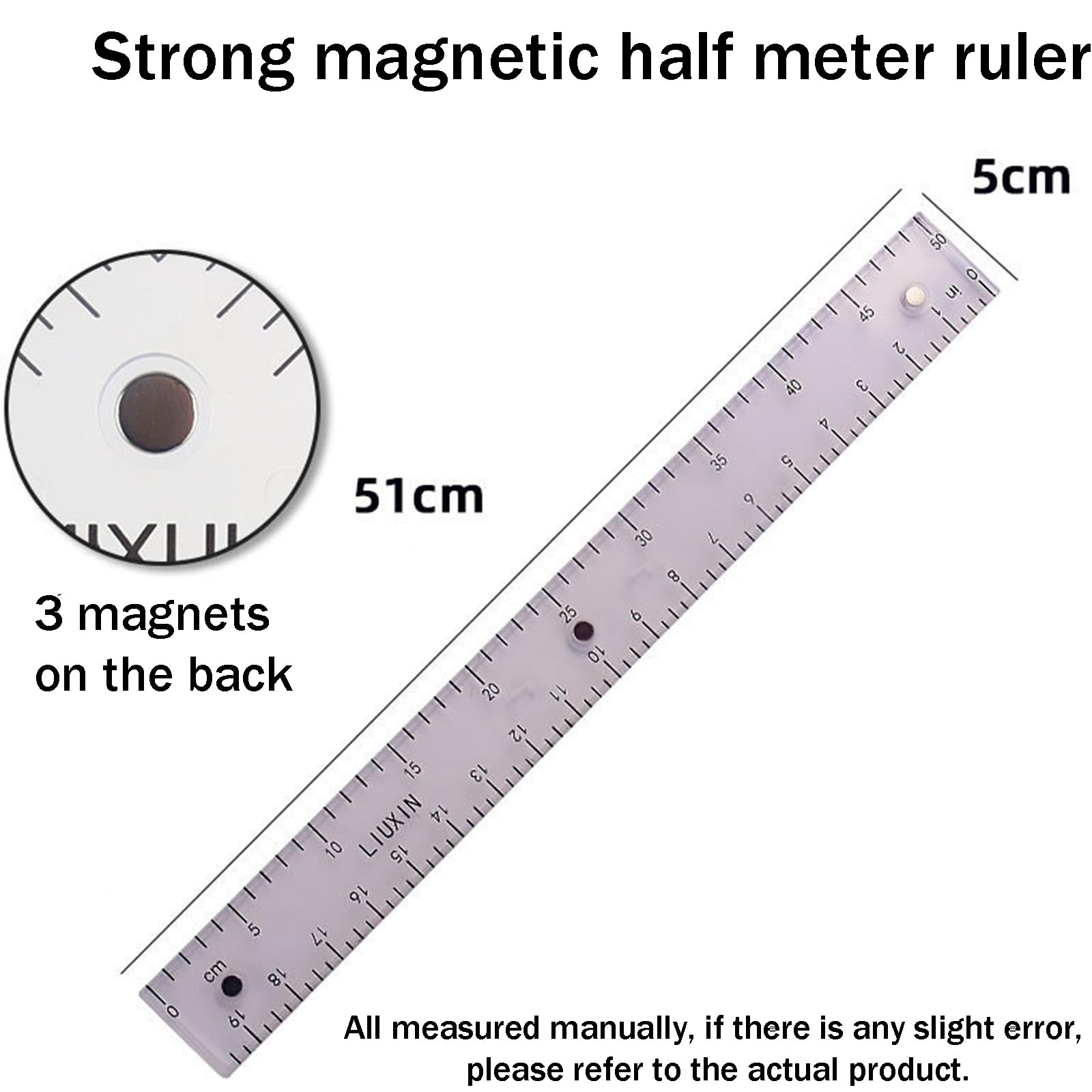 Set di Righelli Triangolari Grandi con Magnete, Strumento Misurazione Matematica, Misurazioni Chiare, Numeri Grandi, Facile Controllare, con Impugnatura Ergonomica, per Architetto,4pcs