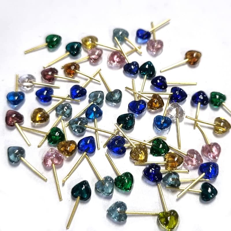 JPM Beads Glass Heart Charms Tiny Small 150/Pcs Small Tiny Glass Charms Colorful for Jewelry Making