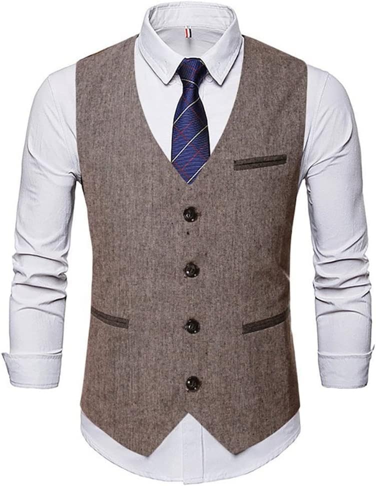 Men's Suit Vest Boutique Vintage Men Buttons Slim Business Wedding Groomsmen Waistcoat