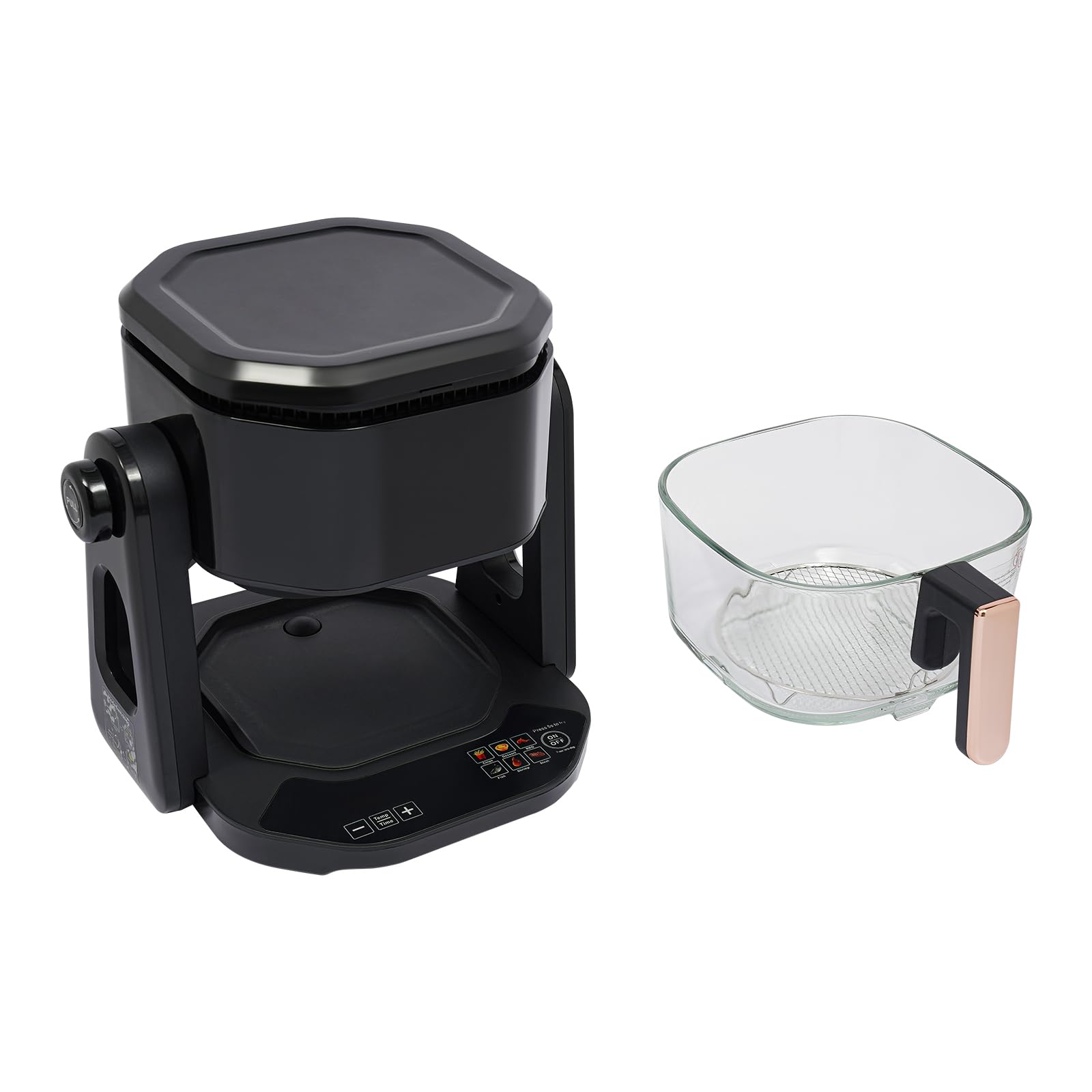 4.5L Klein Heißluftfritteuse Glas Airfryer mit LCD Display Schwarz 1200W