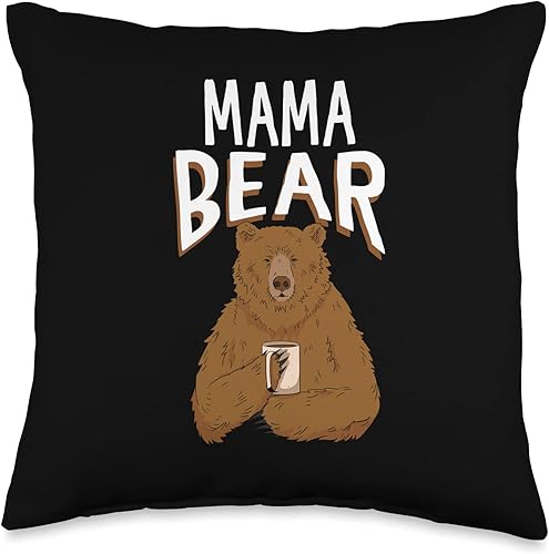 Mama Bear Almohada de 16 x 16 pulgadas, multicolor