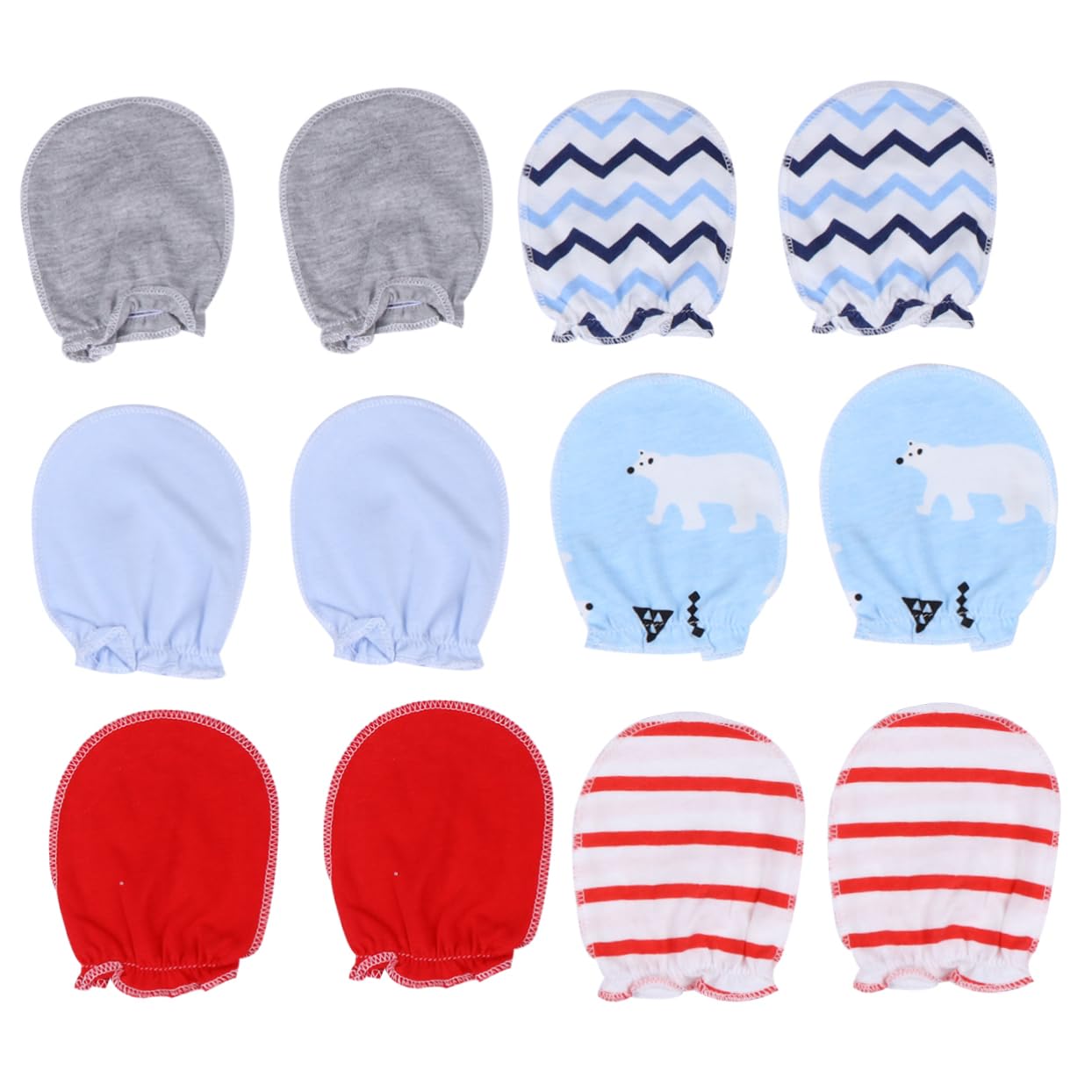 LIFKOME 6 Pairs Newborn Baby Mittens Gloves 0-6 Months Boy Mittens Soft Cotton Gloves for Newborn