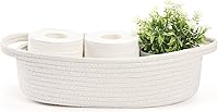 QiANBiRD Woven Rope Toilet Paper Basket - Small White Tank Top Tray Organizer 12.6"L x 6.3"W for Bathroom, Bedroom, Nursery, RV Storage