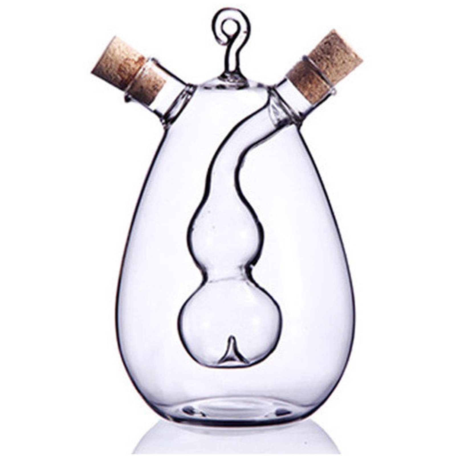 NoTrash2003 2in1 Essig & Öl Spender Aus Borosilikatglas - 80ml + 300ml | Mit Korken & Tropffreiem Ausguss